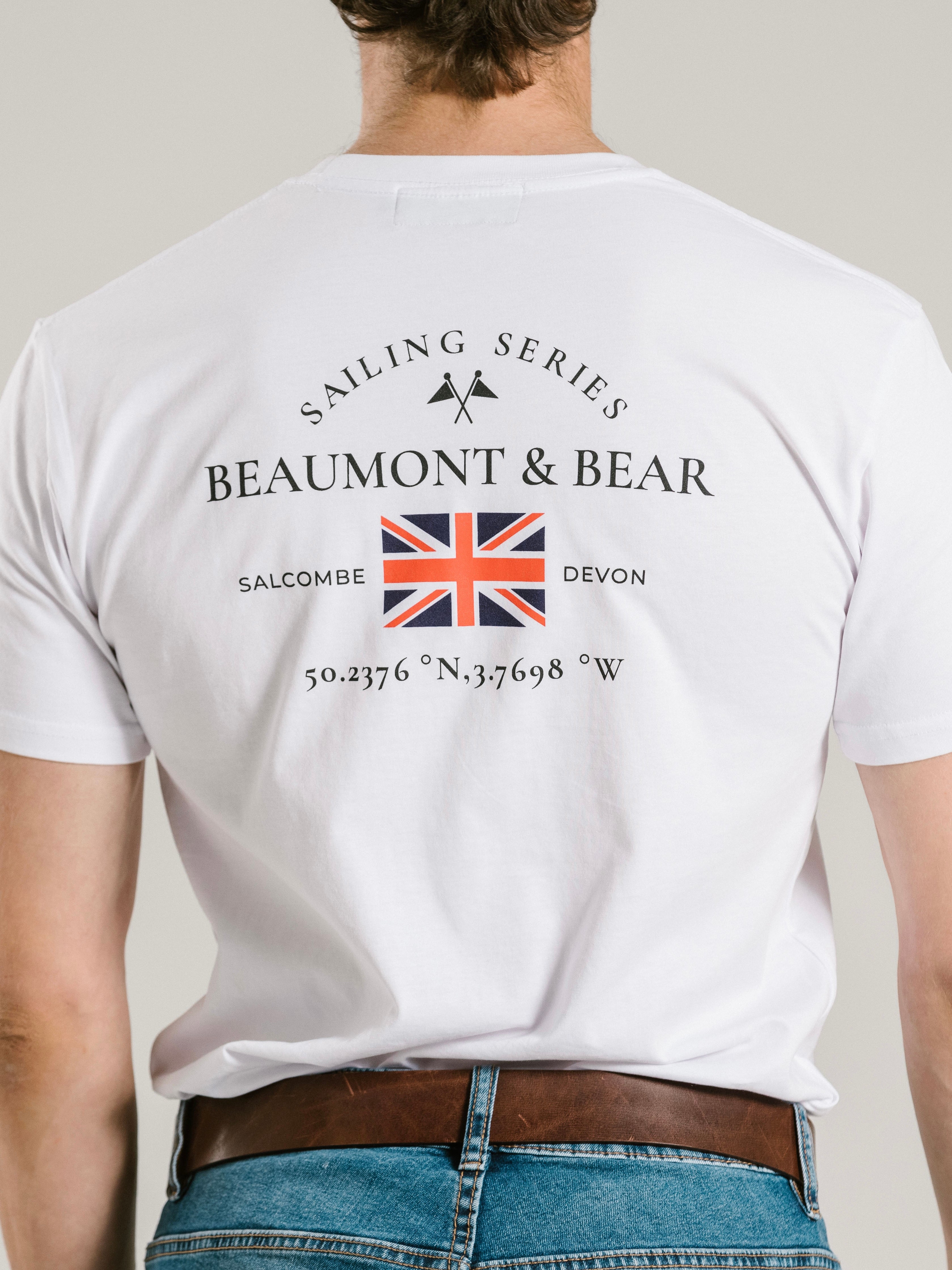 The Salcombe Sailing T Shirt White Beaumont Bear