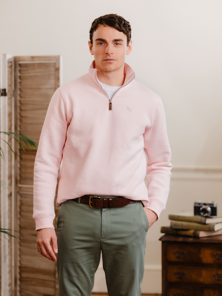 Tuckenhay Unisex Quarter Zip - Pastel Pink