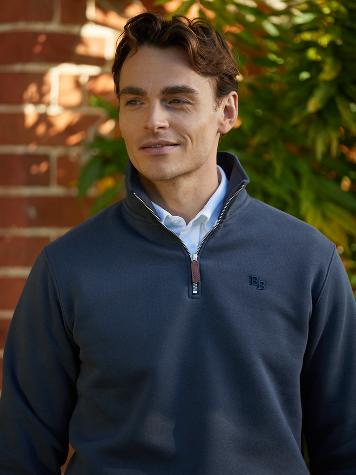 Tuckenhay Unisex Quarter Zip - Washed Navy