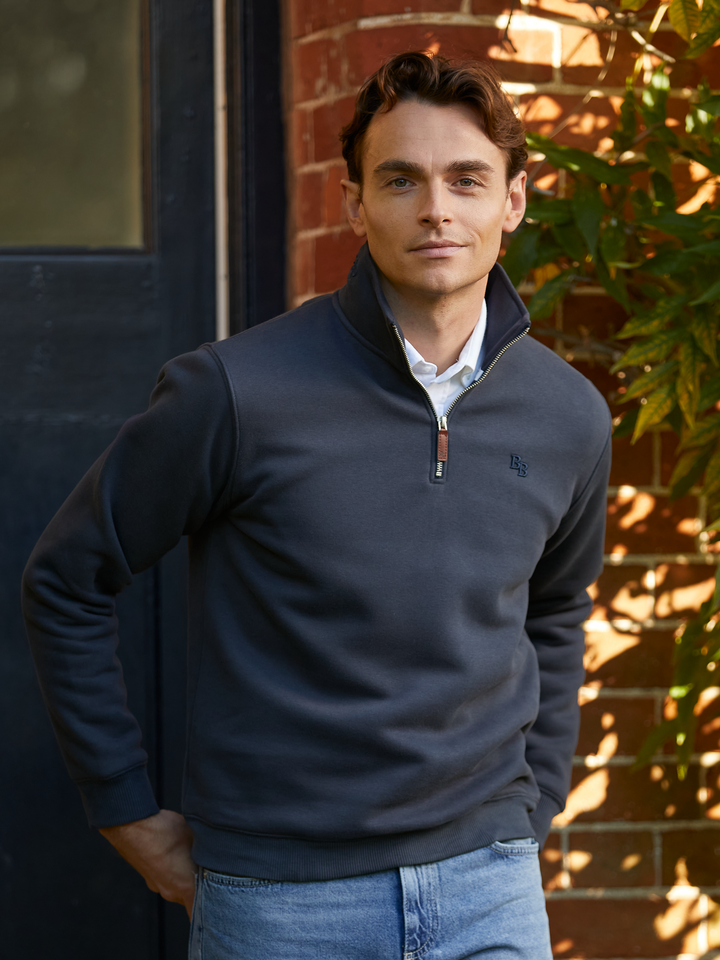 Tuckenhay Unisex Quarter Zip - Washed Navy