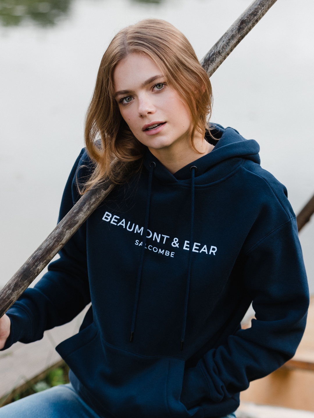 Hope Cove Unisex Hoodie Navy Beaumont Bear