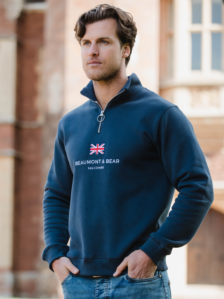 Dartside Unisex Quarter Zip - Washed Navy