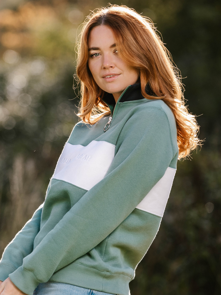 Cliff Road Unisex Quarter Zip - Sea Green